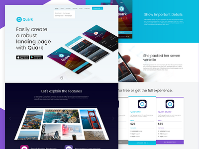 Quark - App Landing Theme app homepage index landing template theme ui web website