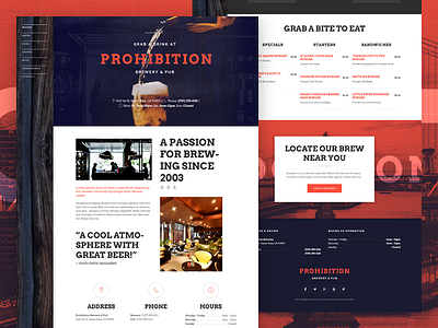 Prohibition - Brewery & Pub beer brewery homepage index landing pub template theme ui web website