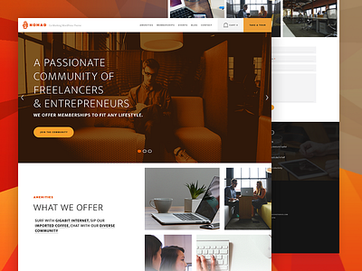 Nomad - A Co-Working Space Theme co working homepage index landing template theme ui web website