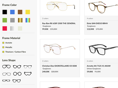 Filters in e-shop e shop eyewear filters ui usability ux