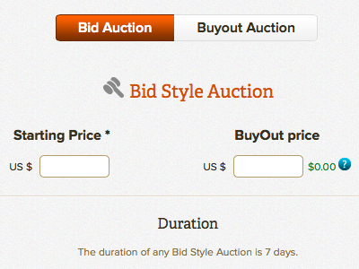 Auction Style adelle auction bid orange proxima nova toggle