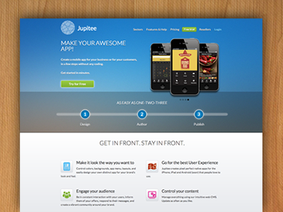 Jupitee homepage button icons lato shadows transparency