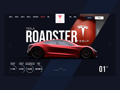 TESLA ROADSTER - first screen collection design first screen landing page product page tesla tesla roadster ui ui design ui ux user experience user interface ux ux design web web design webdesign website