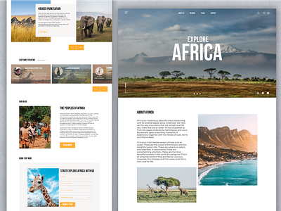 website concept for travel agency "Explore Africa" africa agency concept design explore explore africa landing page travel travel agency travel website ui ui design ui ux ux ux design web website website design