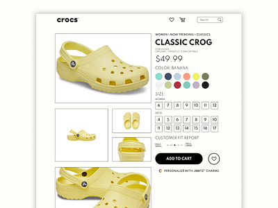 crocs shop website redesign crocs design landing page page product product page redesign shop ui ui design ui ux ux ux design web web design website