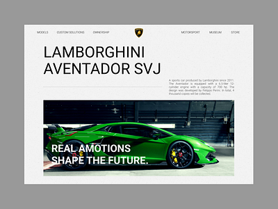 lamborghini aventador svj - first screen car design first screen lamborghini landing page screen site ui ui design ui ux ux ux design visual web web design website