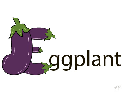 E is for Eggplant alphabet art e eggplant fruityalphabet letter vector