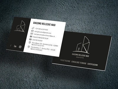 Business card - Giacomo Rellecke Nasi architetto architect architecture beautiful branding business business card business card design businesscard dark design elegant flat graphicdesign house logo silver smart