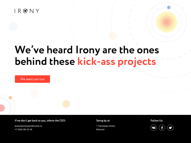 Irony Production website animation design landing marvel page pr project prototype sketch ui ux web web site