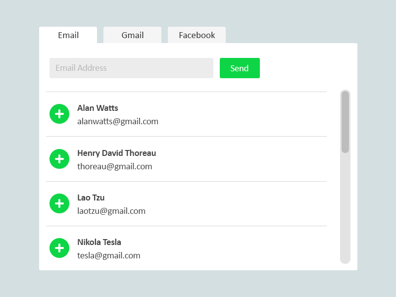 Invite Friends UI Panel flat ui desktop mobile simple clean email