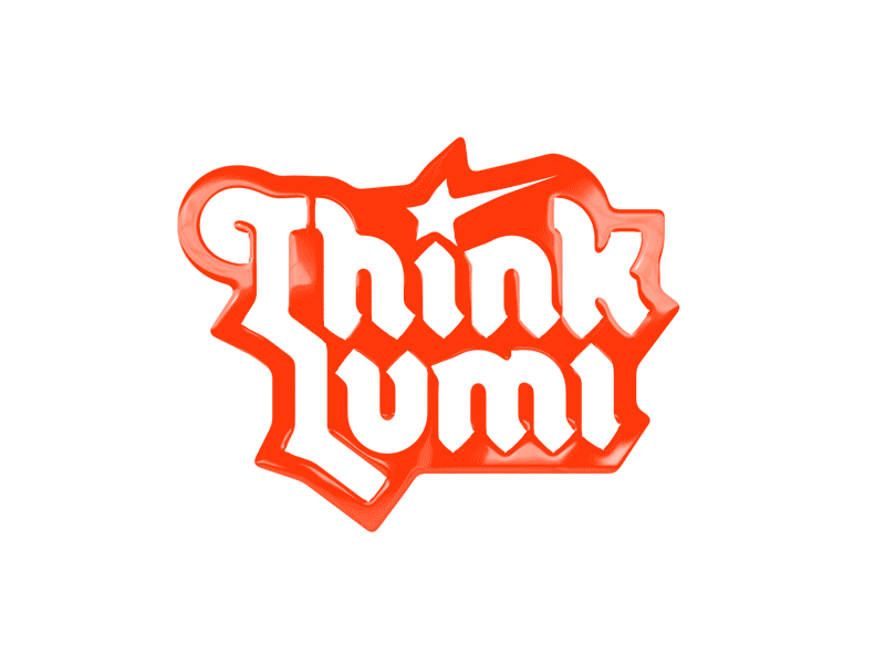 ThinkLumi Logo animation branding calligraphy futuristic geometric glossy graphic design logo design logos logotype minimal red serifs shiny typography ui design ux