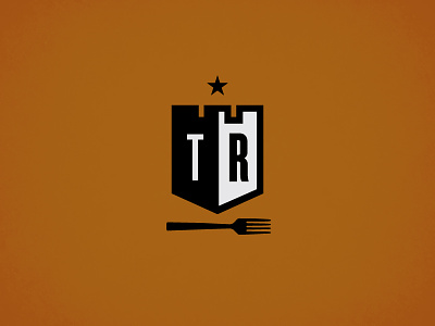 TR logo branding castle emblem fork identity logo shield star