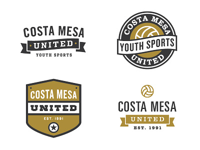 Sports logos badge banner branding costa mesa emblem gold identity logo ribbon sport sports volleyball