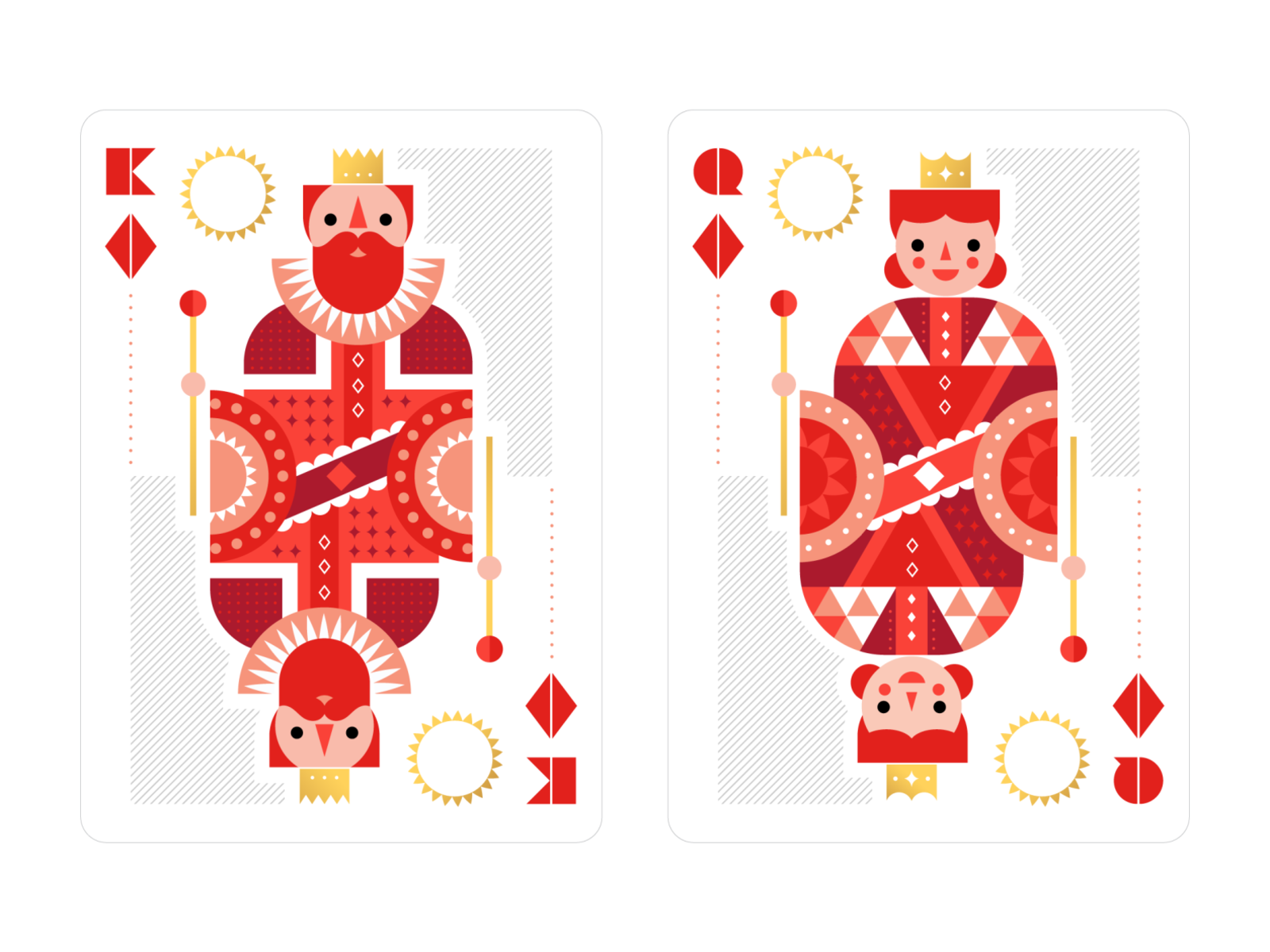 Playing cards deck design geometric illustration illustrator king monarch monarchy people playing cards playingcard playingcards queen royal shapes vector vector illustrator