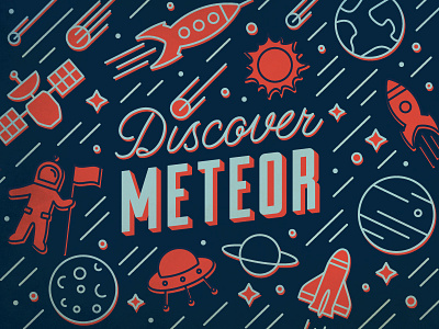 Discover Meteor lettering and icons astronaut comet icons lettering meteor moon planets rocket solar space spaceship