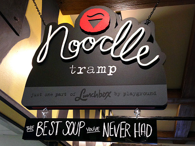 Noodle Tramp Logo hand lettering logo noodle restaurant sign signage