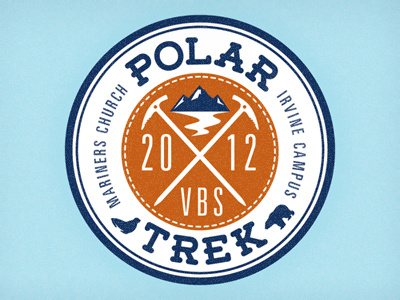 Polar Trek animals arctic badge camp emblem kids logo mountain winter