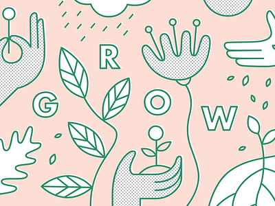 Part of a fun project... WIP flowers garden grow growth halftone hands illustration leaves line line drawing nature plants roots seeds tropical vector