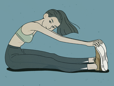 Stretch01 blues girl illustration workout yoga
