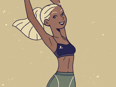 Stretch03 browns girl greens illustration workout yoga
