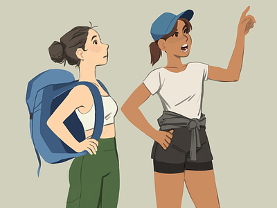 Hikers doodle hikers hiking illustration outdoors women