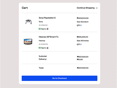 Cart page