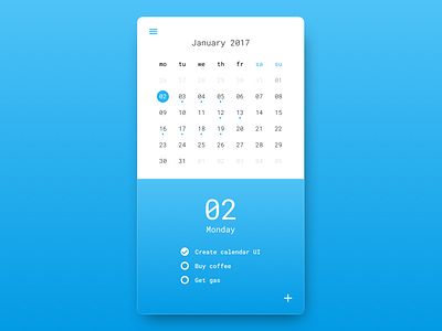 Calendar UI app calendar list mobile to do ui