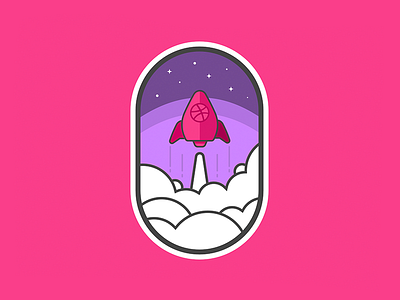 Sticker Mule Playoff Rebound illustration rebound rocket rocketship space star sticker