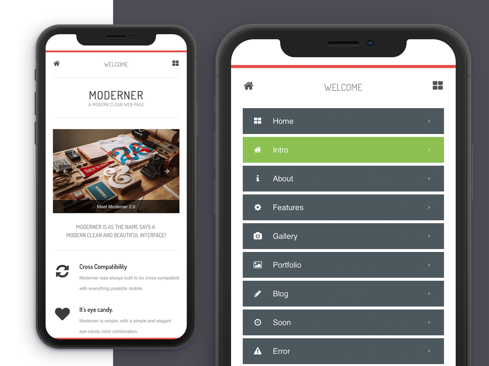 Moderner 2.0 | Mobile Site Template & Google AMP.