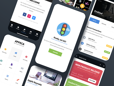 Appeca 3.0 | New Features & Pages | Mobile Site Template card design creative design css dailyui dark ui design event page footer menu full screen menu galleries html javascript landing page light ui mobile mobile website design template template design wallet page webdesign