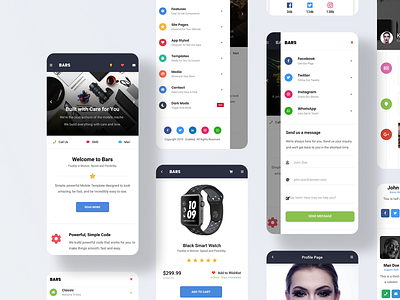 Bars Mobile | Mobile Site Template & PWA bars branding contact us daily ui dark mode dark ui design homepage design light light ui profile page sidebar sidebar design social media icons store design timeline design ui user interface design ux webdeisgn