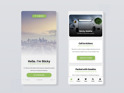 Sticky Mobile | Mobile Site Template app call to action creative design daily ui dark app dark ui footer footer design footer menu landing page light slider sticky sticky nav ui ux walkthrough web app web app design webdesign