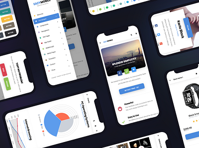 Eazy Mobile | Mobile Website Template & PWA app app design app ui color palette dailyui design app html mobile modern design pwa sidebar design ui uiux ux web app web app design web application web application design webdesign website template