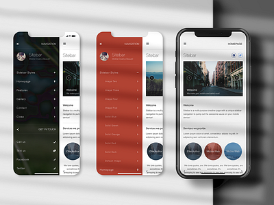 SiteBar Mobile | Mobile Website Template background image boxed colorful design design mobile mobile design mobile ui modern sidebar sidebar menu sidebar navigation site sitebar template ui user experience user interface design ux uxui website