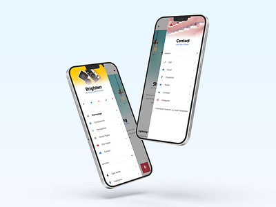 Brighten Mobile | Mobile Kit & PWA app app design bootstrap bright bright app brighten contact design development homepage iphone mobile push effect pwa sidebar sidebar menu sidenav ui ux web app