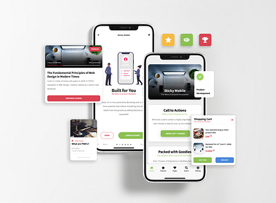 Sticky Mobile | #1 Best Selling Mobile Kit & PWA app app ui bootstraop card layout daily tasks design ecommerce app education app ios landing page design mobile mobile app mobile app design mobile design mobile kit splash page splash screen tast management ui ux