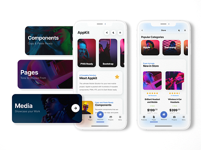 AppKit Mobile | Mobile Kit & PWA app appfeel appkit application appui bootstrap card card layout components footer menu media mobile mobile app mobile kit mobile ui progressive web app pwa sitetemplate web app web app design