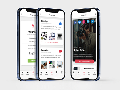 Sticky Mobile for Photography | Mobile Kit & PWA app app ui bootstrap card layout design ios mobile mobile app mobile app design mobile design mobile kit mobile ui mobile ui kit photography photography portfolio photography website service page ui uidesign ux