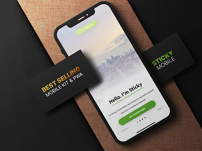 Sticky - Best Selling Mobile Site Template & PWA app design app template dark mode footer menu landing page mobile mobile app mobile kit mobile ui pwa site template sticky sticky footer sticky nav ui user experience user interface design ux walkthrough screen web app