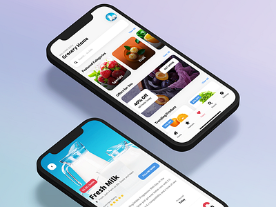 Sticky Mobile | Bootstrap Mobile Kit & PWA - Grocery UI app app design card design cards ui carousel content design food app grocery app grocery online grocery store ios ios app design ios design mobile mobile app modern app pwa ui ui design uiux