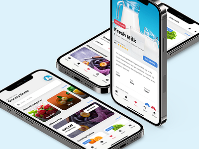 Sticky Mobile - Grocery App Mobile Template - Bootstrap 5 Based android app design app ui application design discount card design food food app design grocery grocery app design grocery app template ios iphone mobile product grid design product page design slider ui ux