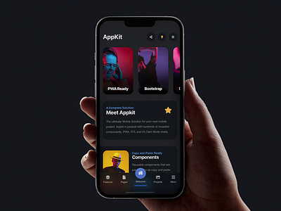 AppKit Mobile - Dark Mode App, Mobile Site & PWA Template android app app contrast content content app contrast dark app dark design dark interface dark mode dark mode app dark ui dark user interface design design html ios iphone mobile sidebar ui