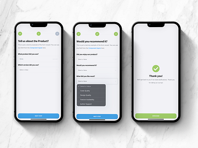 Working Form Template for Mobile Apps, PWA s and Mobile Websites action sheets android app css design form form design form wizard full screen form design html ios iphone javascript mobile mobile template questionnaire questionnaire design sidebar step by step ui