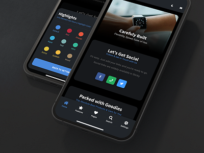 Sticky Mobile | Dark UI - App Template android app app template daily ui dark app interface dark mobile interface dark mode dark ui design html ios iphone mobile mobile app design modern app design multipurpose app template sidebar template ui uiux design