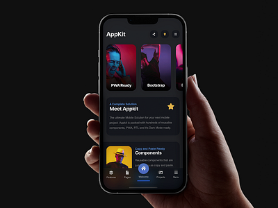 AppKit Mobile | Multipurpose Mobile Kit & PWA - App Template android app app template colors colours creative design daily ui dark interface dark mode dark mode app design ios iphone mobile neon neon colors sidebar ui ui ux user interface design