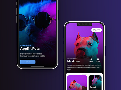 AppKit for Pets and Vets - App Template | Mobile Kit & PWA android app cat app cats daily ui design dog dog app ios iphone mobile pet app pet app design pet app template pets sidebar ui ux vet vet app