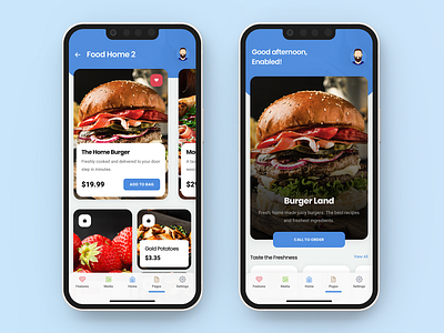 Azures for Food & Restaurant Apps | Mobile Kit & PWA Template android app app template bistro bistro app branding card layout daily ui delivery app design fast food fast food app food food app food delivery ios iphone mobile sidebar ui