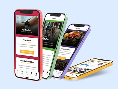 Sticky Mobile | Mobile Kit & PWA App Template android app app template application card based layout card design colorful colorful design colours design ios iphone mobile mobile kit multipurpose app rainbow sidebar template ui user interface design