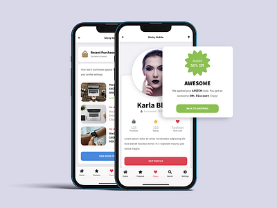 Sticky Mobile | Mobile Kit & PWA - Commerce Pages android app business app css design html ios iphone mobile online shopping online shopping app online store online store app products sidebar store template ui ux webdesign