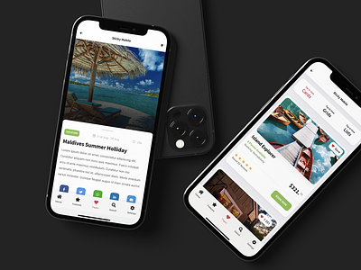 Travel App Template - Sticky | Mobile Kit & PWA android app booking design destinations holiday html ios iphone mobile online booking pwa sidebar travel travel app travel app template travel website ui vacation web app design